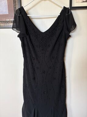 S.L. Fashions Black Beaded Midi Dress